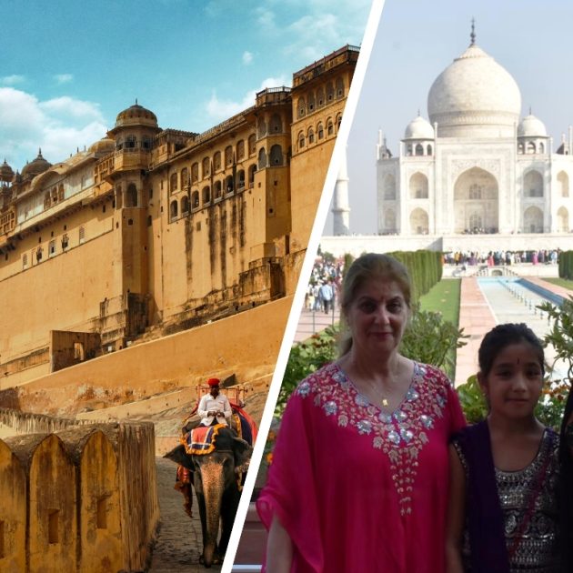 Amber Fort and the Taj Mahal, showcasing Indian heritage during a day trip from Jaipur to Taj Mahal.